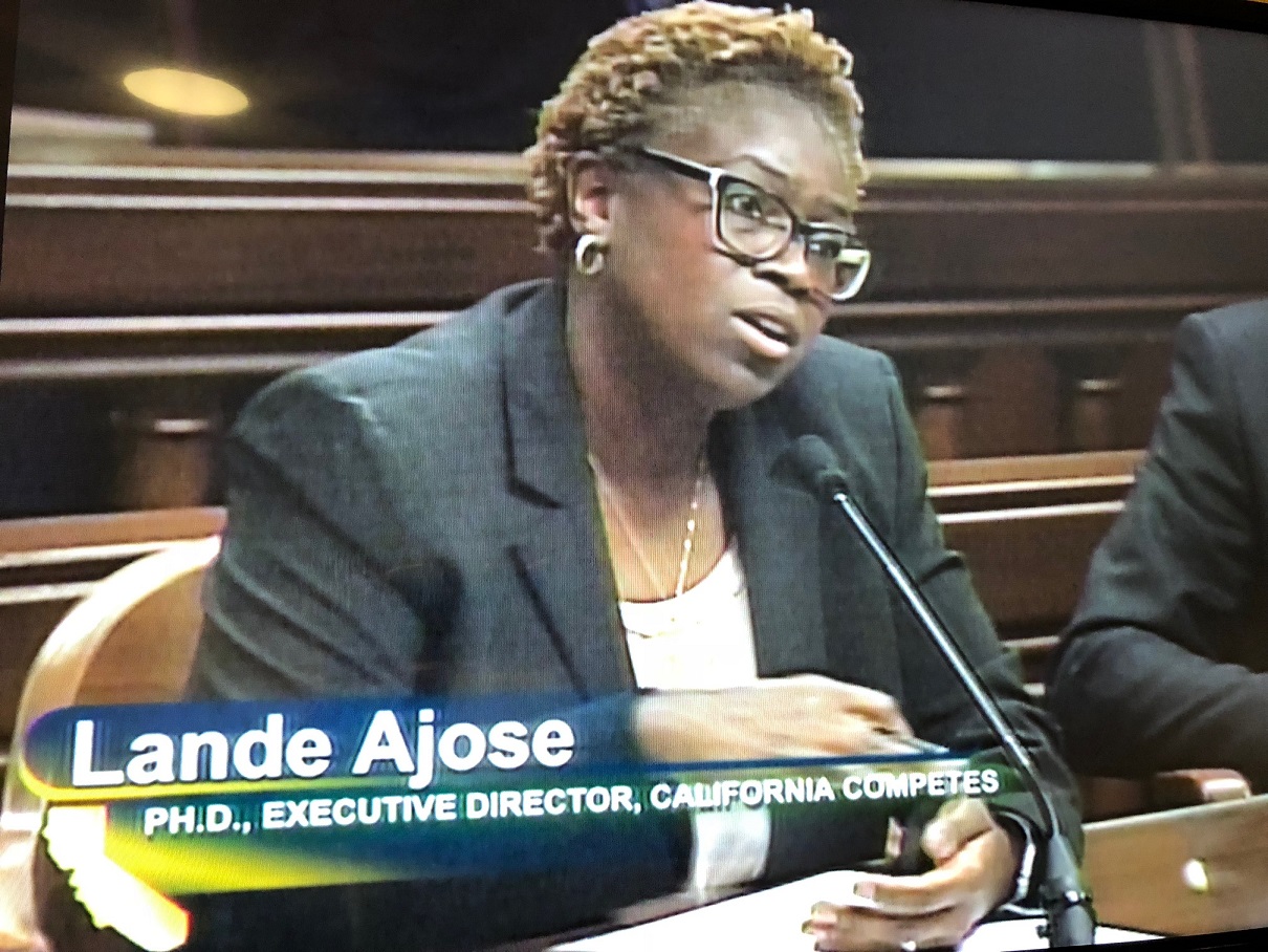 Lande Ajose, testifying for California Competes